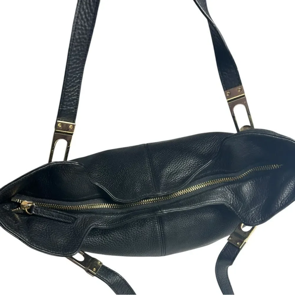 Vince Camuto Eliza Black Soft Pebbled Leather Tote Bag